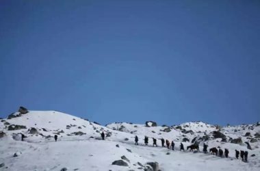 Snow man walk